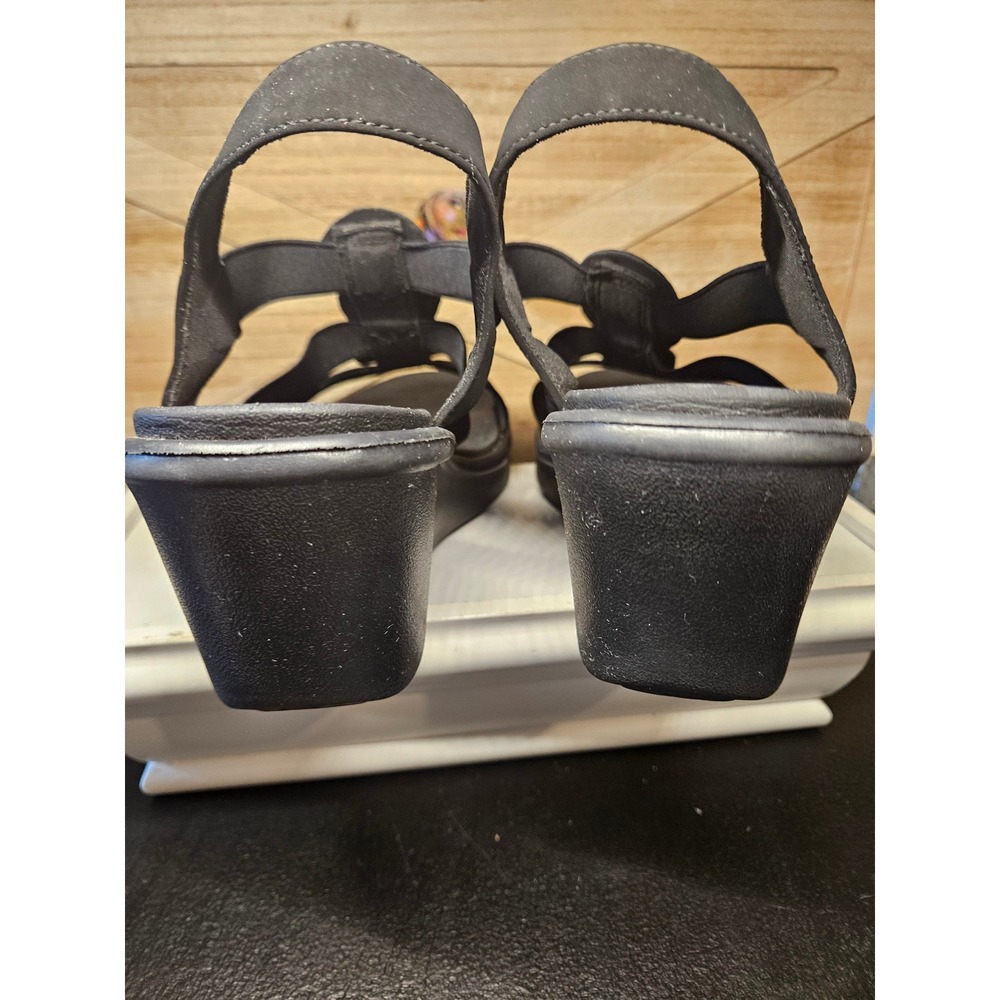Skechers Sandals Women 10 Black Cali Rumbler Glam Wedge Stretch Rhinestone #710 - Picture 5 of 8